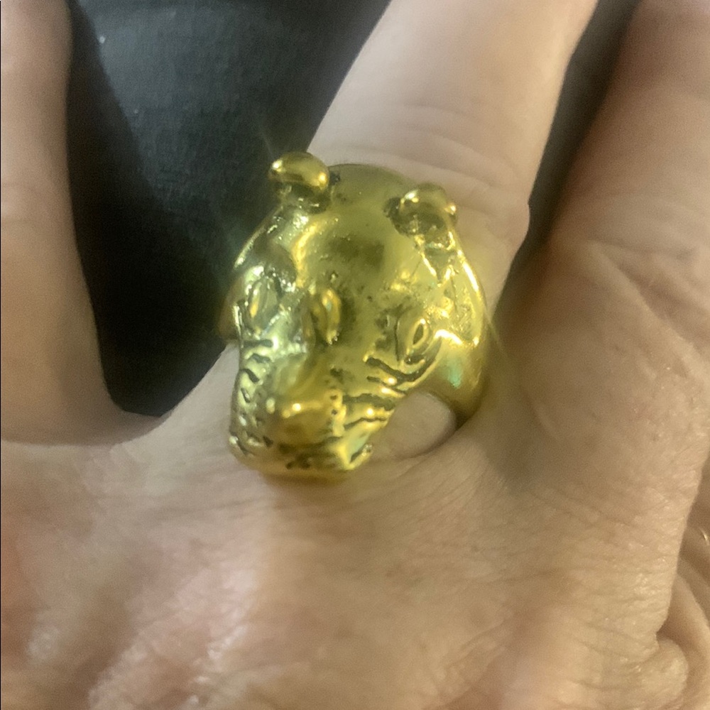 Gold Rhino Head Ring